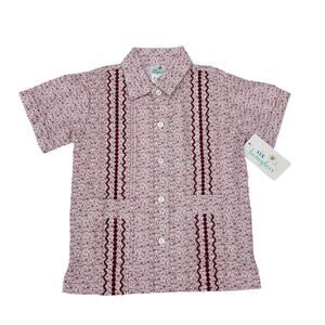 NWT Six Honeybees Size 6 Maroon Gameday Guayabera Shirt